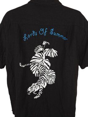 Double Rainbouu Shirt Mens Size XL Black Lords Of Summer Linen Blend Bowling